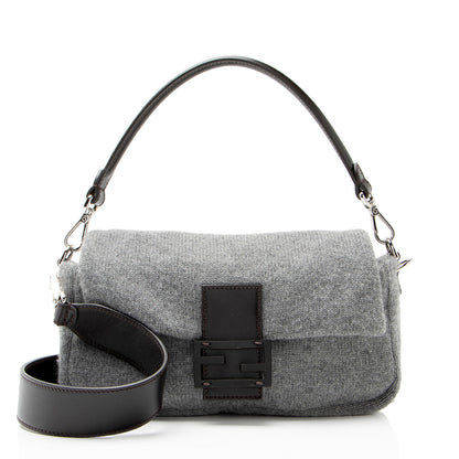 Fendi Knit Cashmere Baguette Shoulder Bag
