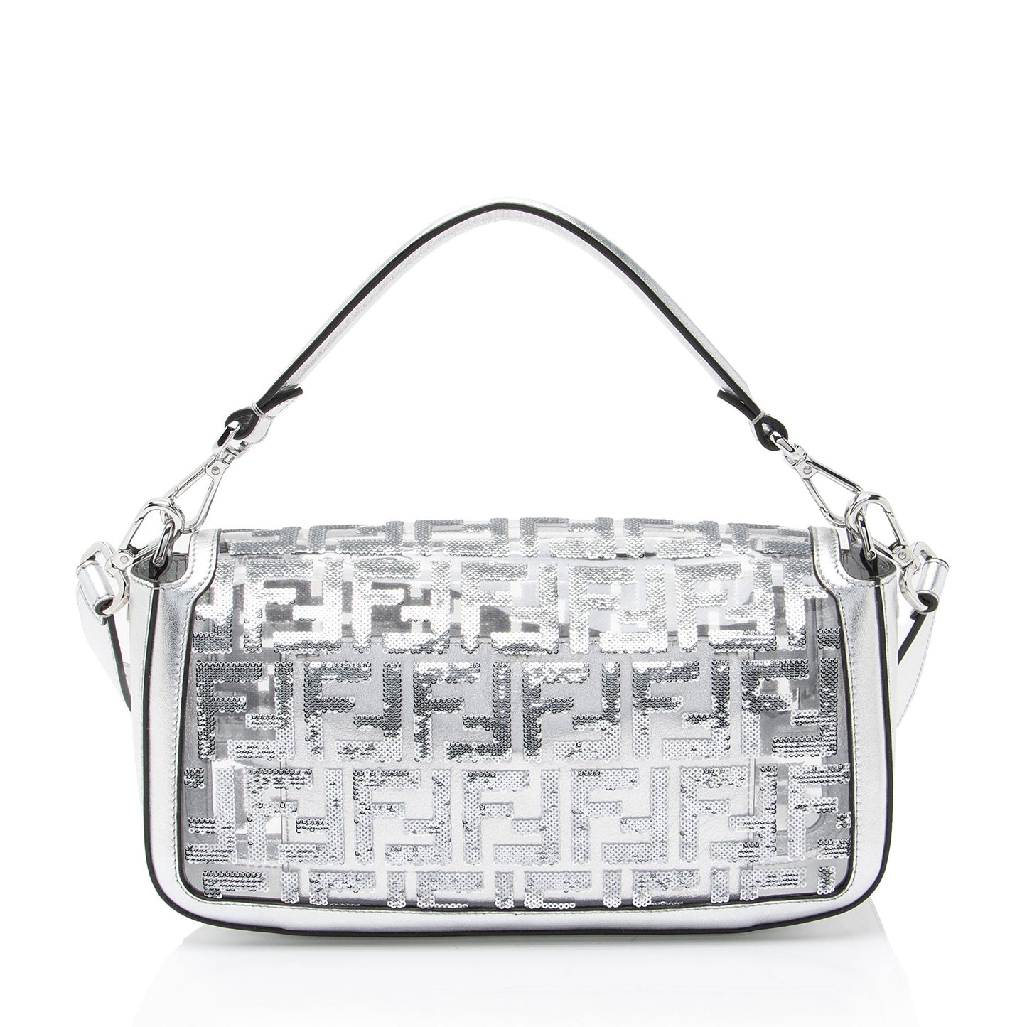 Fendi Metallic Leather FF Sequin PVC Baguette Medium Shoulder Bag