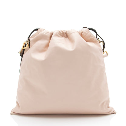 Fendi Nappa Leather Drawstring Medium Shoulder Bag