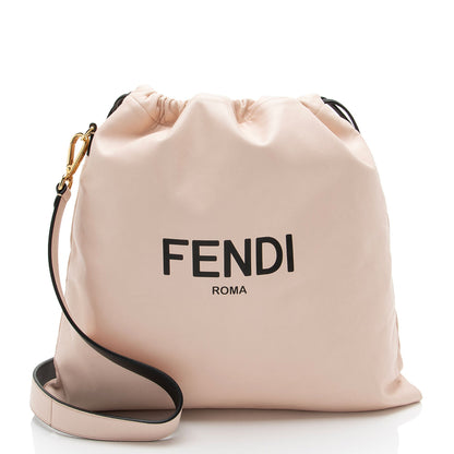 Fendi Nappa Leather Drawstring Medium Shoulder Bag