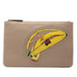 Fendi Sue Tilley Leather Banana Zip Clutch