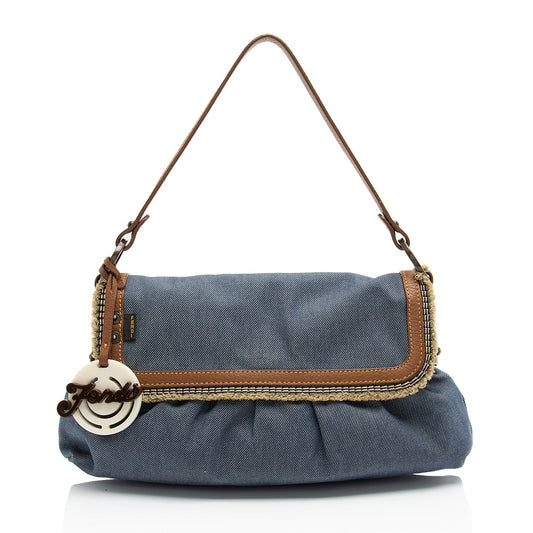 Fendi Vintage Denim Chef Shoulder Bag