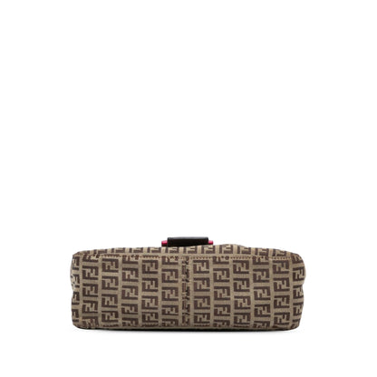 Fendi Zucchino Canvas Double Flap Chain Shoulder Bag