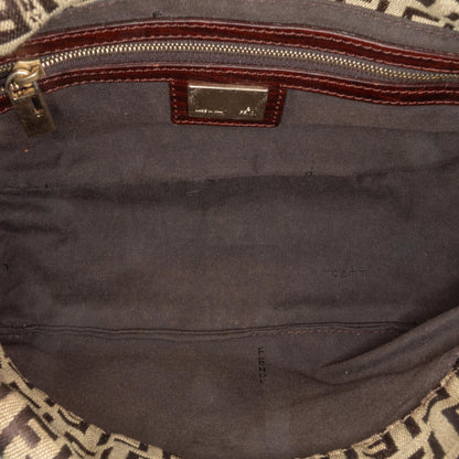 Fendi Zucchino Canvas Double Flap Chain Shoulder Bag