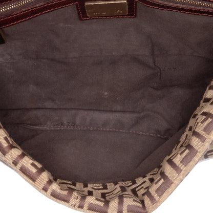 Fendi Zucchino Canvas Double Flap Chain Shoulder Bag
