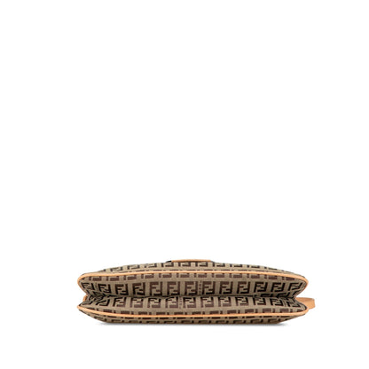 Fendi Zucchino Canvas Double Flap Shoulder Bag