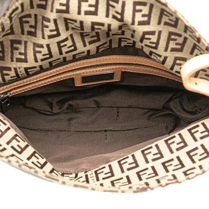 Fendi Zucchino Canvas Double Flap Shoulder Bag