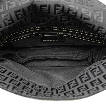 Fendi Zucchino Canvas Double Flap Shoulder Bag
