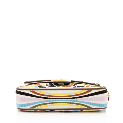 Fendi x Sara Coleman Canvas Fish Eye Medium Baguette Shoulder Bag
