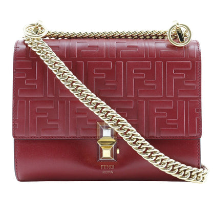 Fendi Mini Kan I Shoulder Bag Red Leather