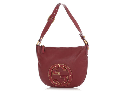 Gucci Red Leather GG Shoulder Bag