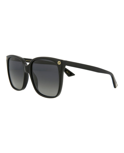 Gucci Womens Square/Rectangle Black Black Grey Fashion Designer Eyewear
