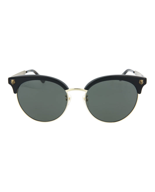 Gucci Womens Round/Oval Shiny Black Fashion Designer Eyewear