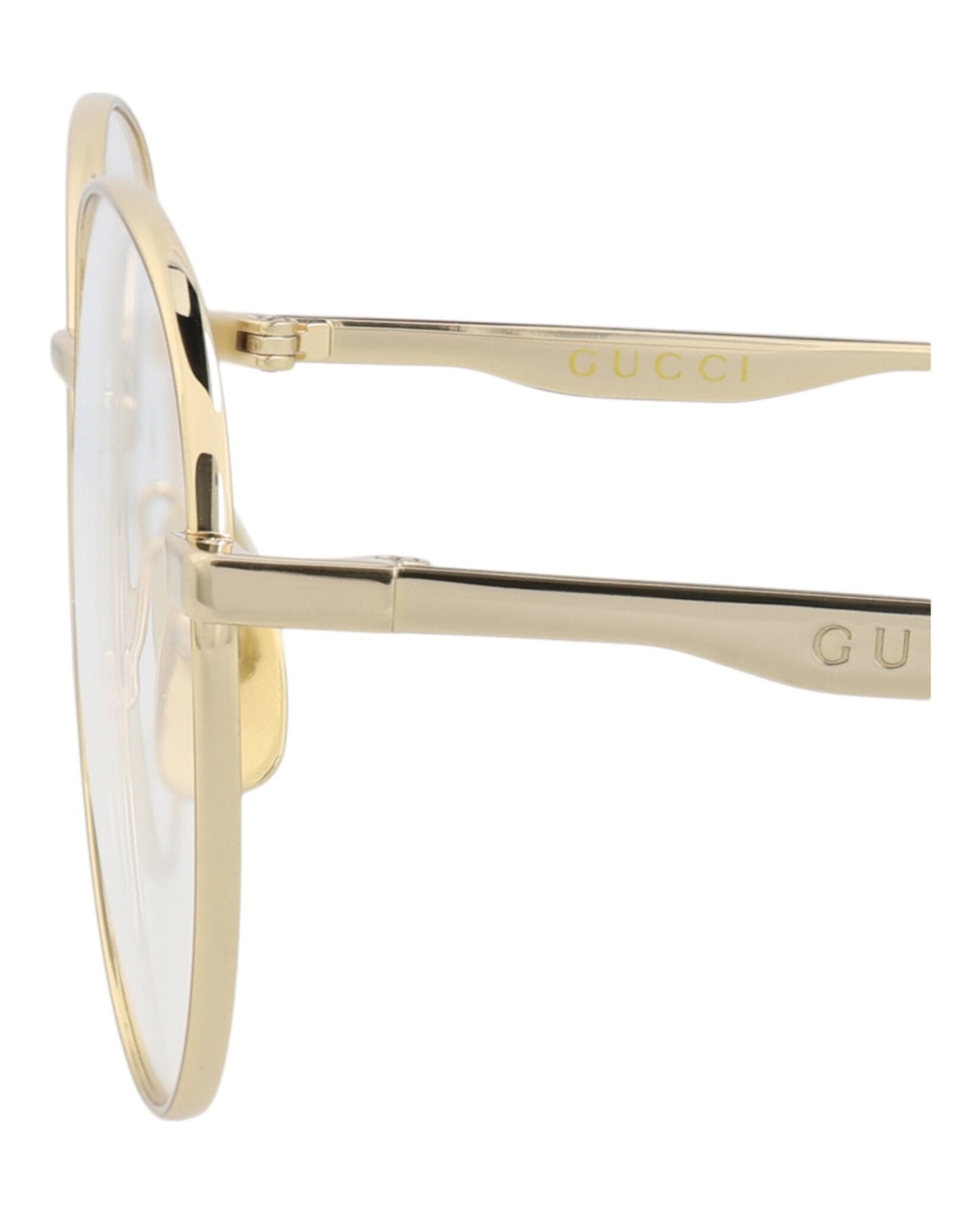 Gucci Mens Round/Oval Gold Gold Transparent Fashion Designer Eyewear