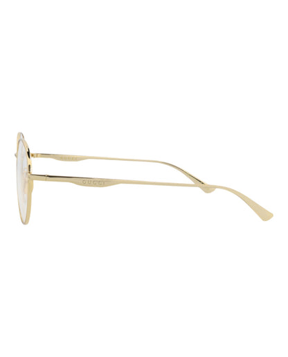 Gucci Mens Round/Oval Gold Gold Transparent Fashion Designer Eyewear