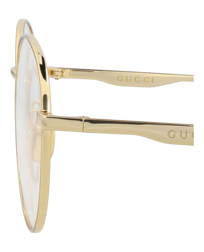 Gucci Mens Round/Oval Gold Gold Transparent Fashion Designer Eyewear
