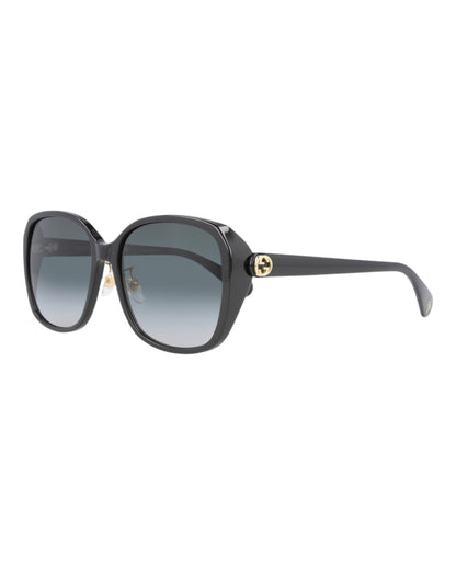 Gucci Womens Square/Rectangle Black Black Grey Fashion Designer Eyewear