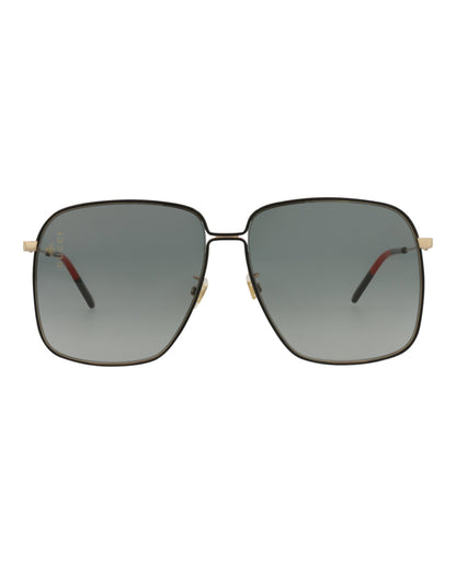 Gucci Womens Square/Rectangle Gold Gold Grey Fashion Designer Eyewear
