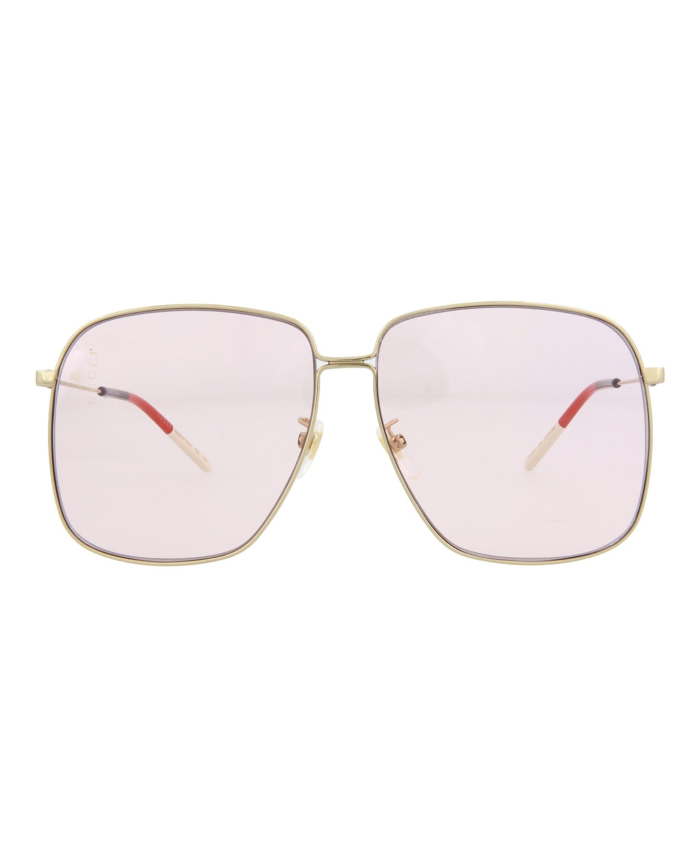 Gucci Womens Square/Rectangle Gold Gold Pink Fashion Designer Eyewear