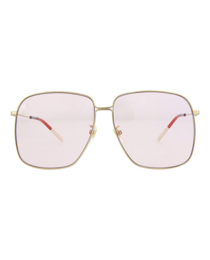 Gucci Womens Square/Rectangle Gold Gold Pink Fashion Designer Eyewear