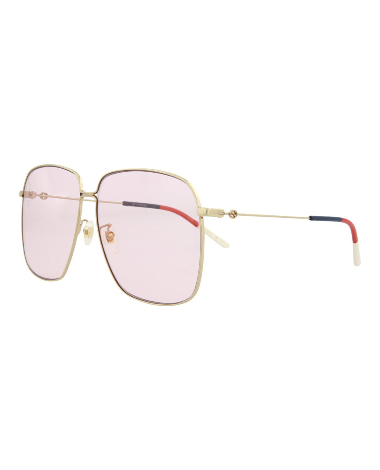 Gucci Womens Square/Rectangle Gold Gold Pink Fashion Designer Eyewear