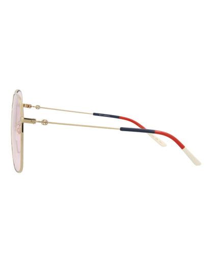 Gucci Womens Square/Rectangle Gold Gold Pink Fashion Designer Eyewear