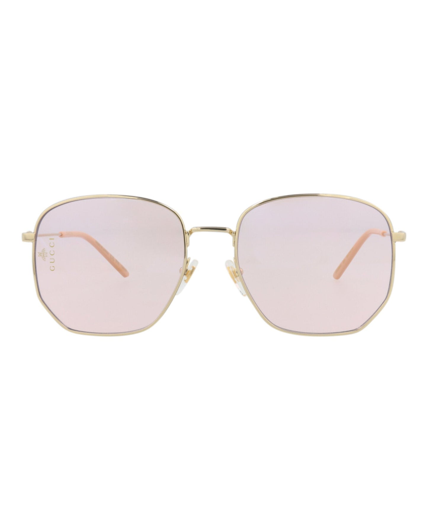 Gucci Womens Square/Rectangle Gold Gold Pink Fashion Designer Eyewear