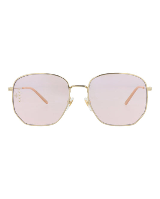 Gucci Womens Square/Rectangle Gold Gold Pink Fashion Designer Eyewear