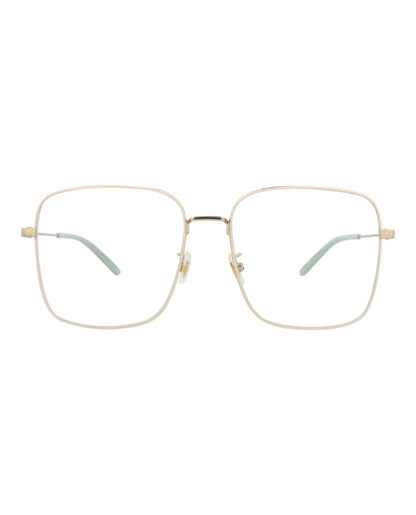Gucci Womens Square/Rectangle Gold Gold Transparent Fashion Designer Eyewear