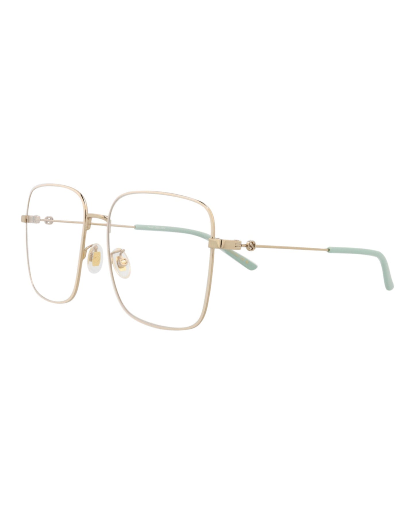 Gucci Womens Square/Rectangle Gold Gold Transparent Fashion Designer Eyewear