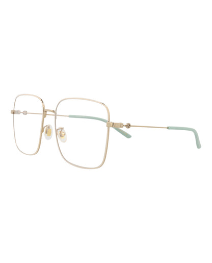 Gucci Womens Square/Rectangle Gold Gold Transparent Fashion Designer Eyewear