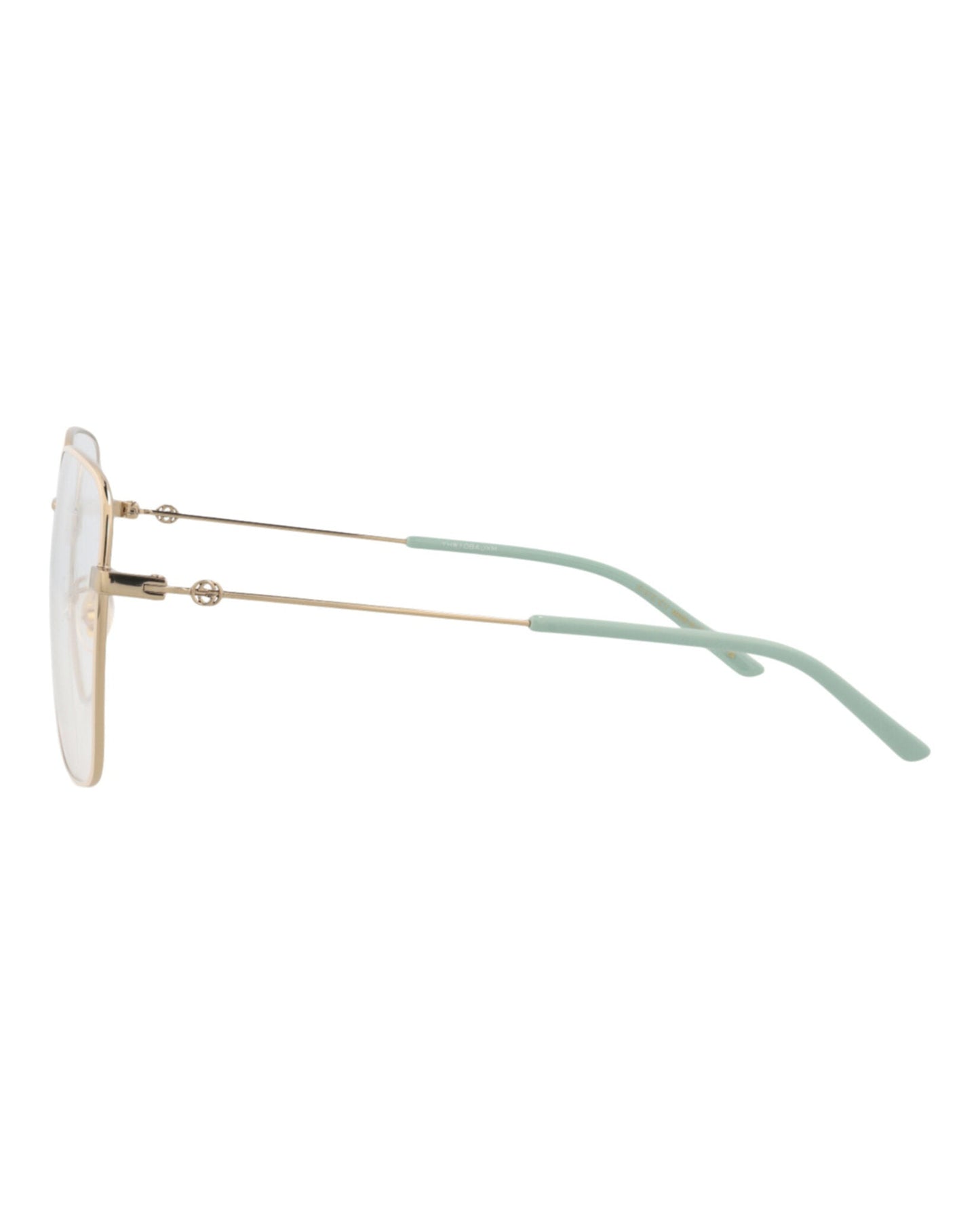 Gucci Womens Square/Rectangle Gold Gold Transparent Fashion Designer Eyewear
