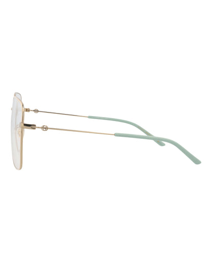 Gucci Womens Square/Rectangle Gold Gold Transparent Fashion Designer Eyewear