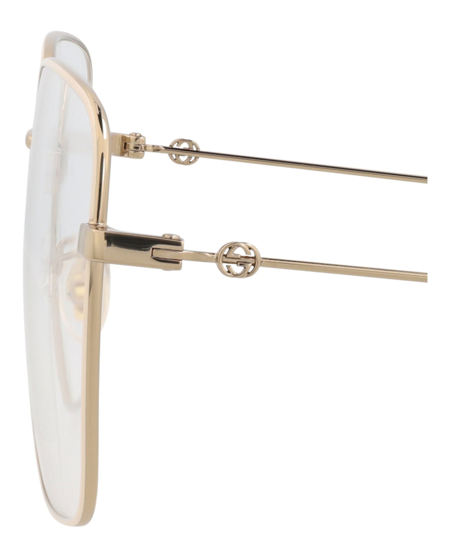 Gucci Womens Square/Rectangle Gold Gold Transparent Fashion Designer Eyewear