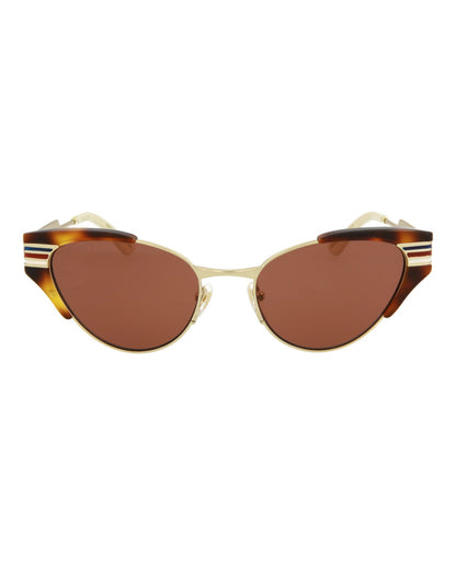 Gucci Womens Cat Eye Havana Gold Brown Fashion Designer Eyewear