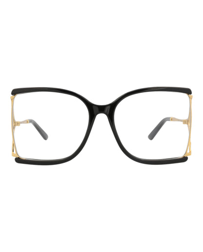 Gucci Womens Square/Rectangle Black Gold Transparent Fashion Designer Eyewear
