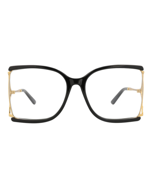 Gucci Womens Square/Rectangle Black Gold Transparent Fashion Designer Eyewear