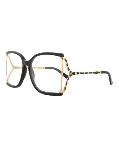 Gucci Womens Square/Rectangle Black Gold Transparent Fashion Designer Eyewear