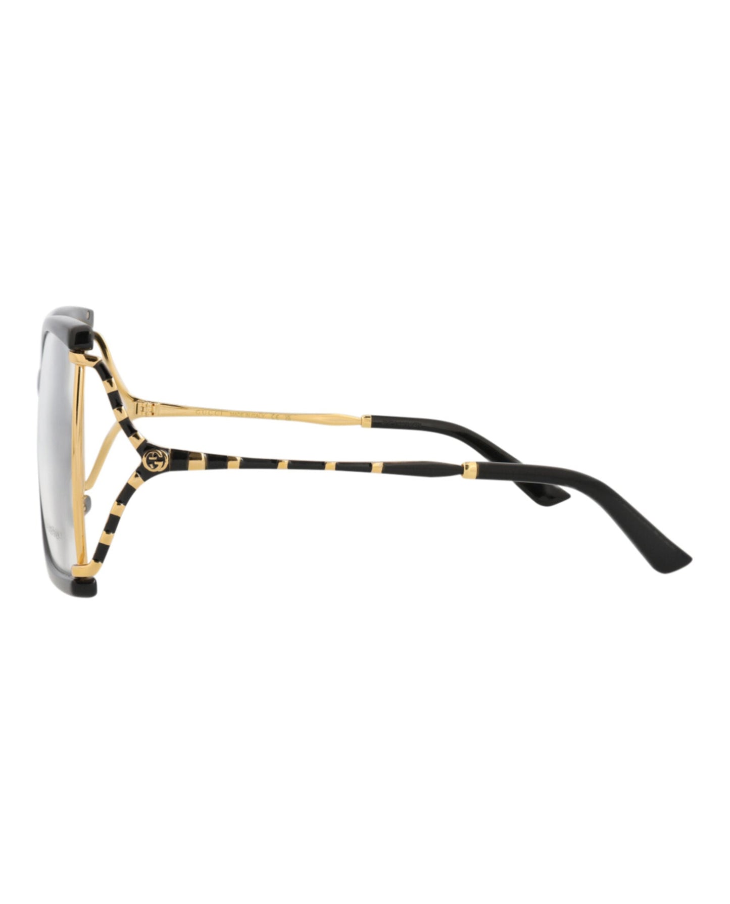 Gucci Womens Square/Rectangle Black Gold Transparent Fashion Designer Eyewear