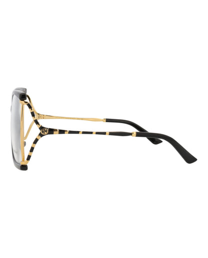 Gucci Womens Square/Rectangle Black Gold Transparent Fashion Designer Eyewear