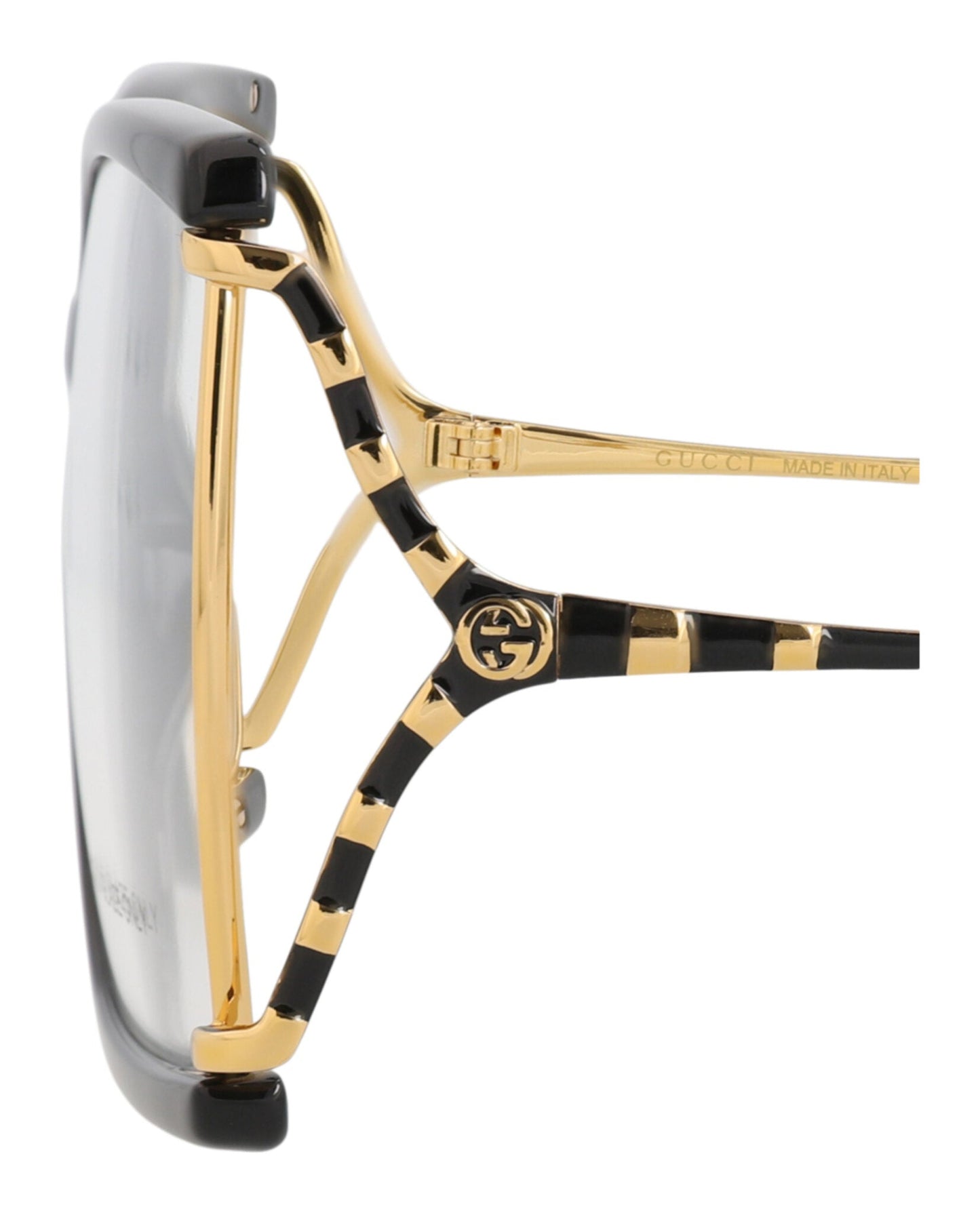 Gucci Womens Square/Rectangle Black Gold Transparent Fashion Designer Eyewear