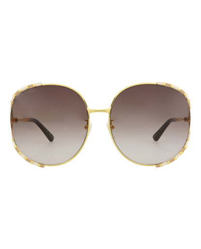 Gucci Womens Round/Oval Gold Gold Brown Fashion Designer Eyewear