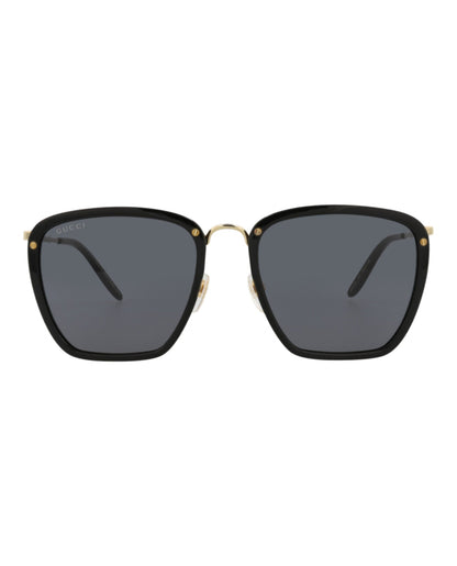 Gucci Mens Square/Rectangle Black Gold Grey Fashion Designer Eyewear
