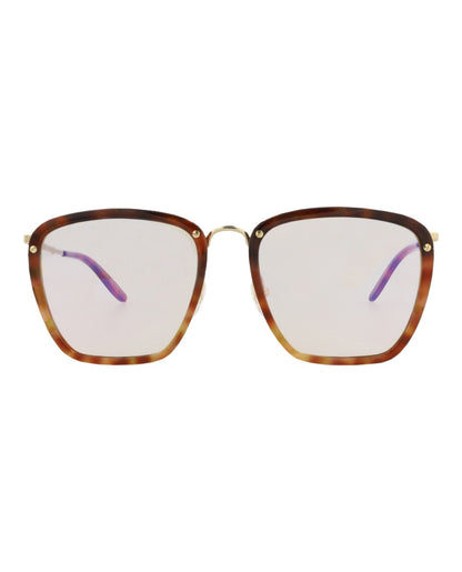 Gucci Mens Square/Rectangle Havana Gold Yellow Fashion Designer Eyewear