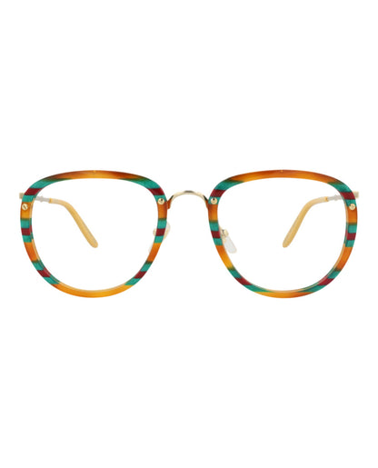 Gucci Mens Square/Rectangle Havana Gold Transparent Fashion Designer Eyewear