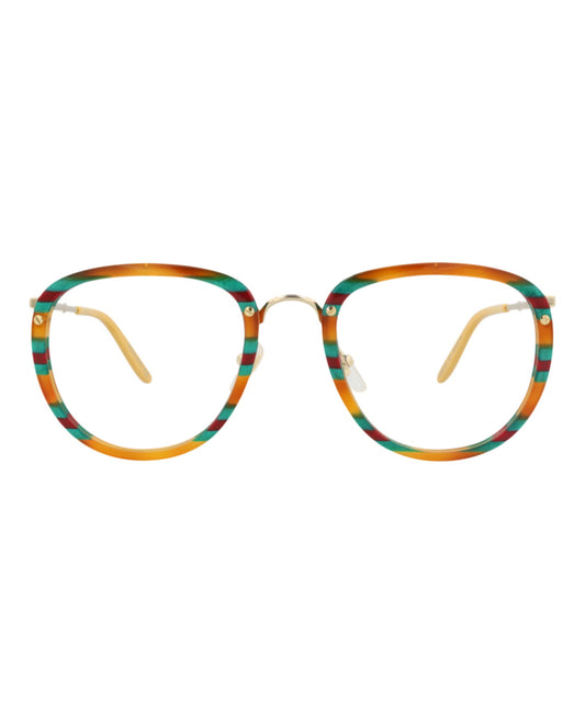 Gucci Mens Square/Rectangle Havana Gold Transparent Fashion Designer Eyewear