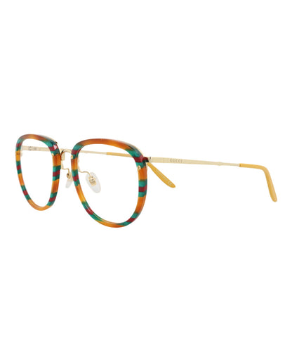 Gucci Mens Square/Rectangle Havana Gold Transparent Fashion Designer Eyewear