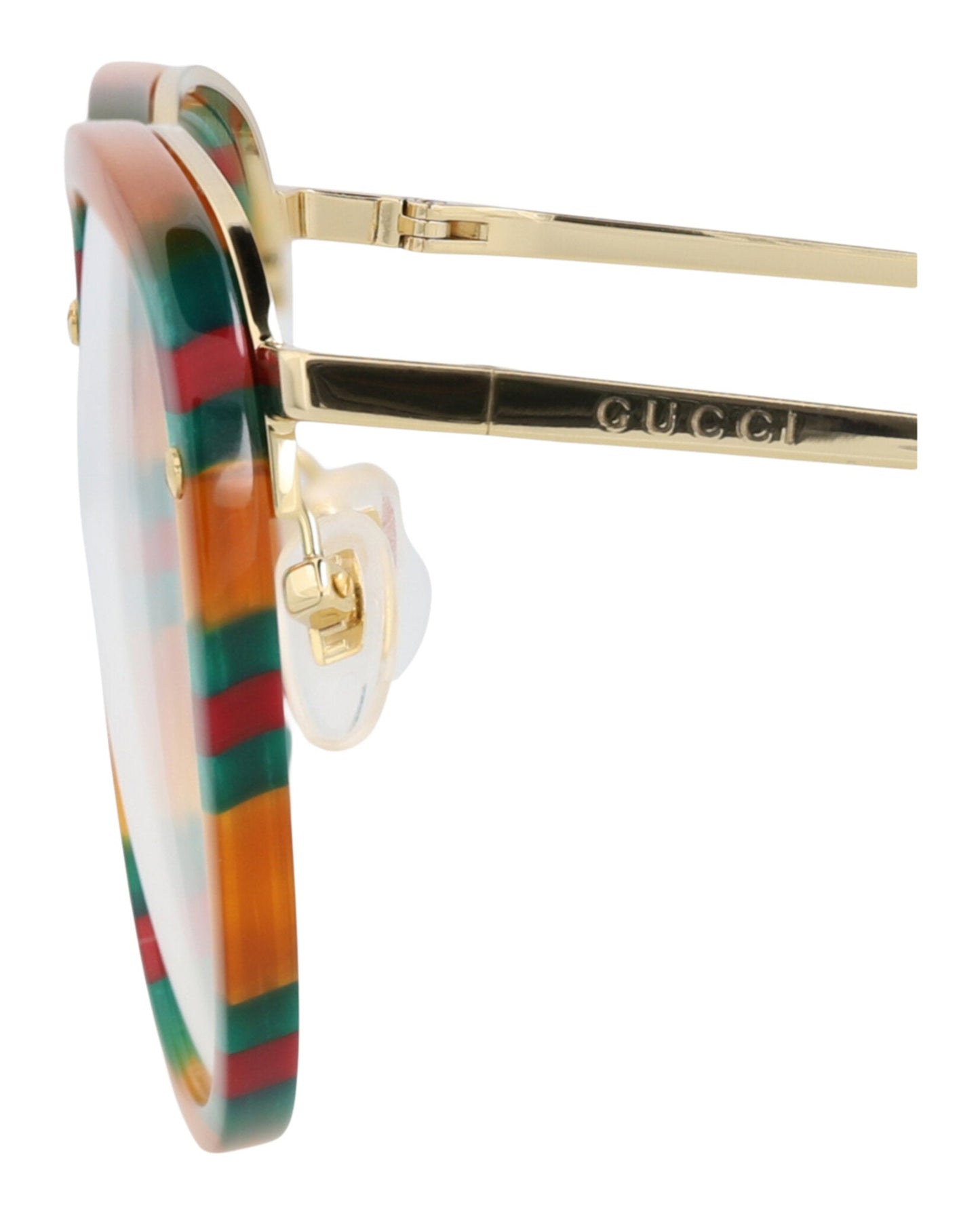 Gucci Mens Square/Rectangle Havana Gold Transparent Fashion Designer Eyewear