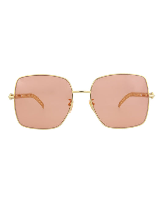 Gucci Womens Square/Rectangle Gold Gold Orange Fashion Designer Eyewear