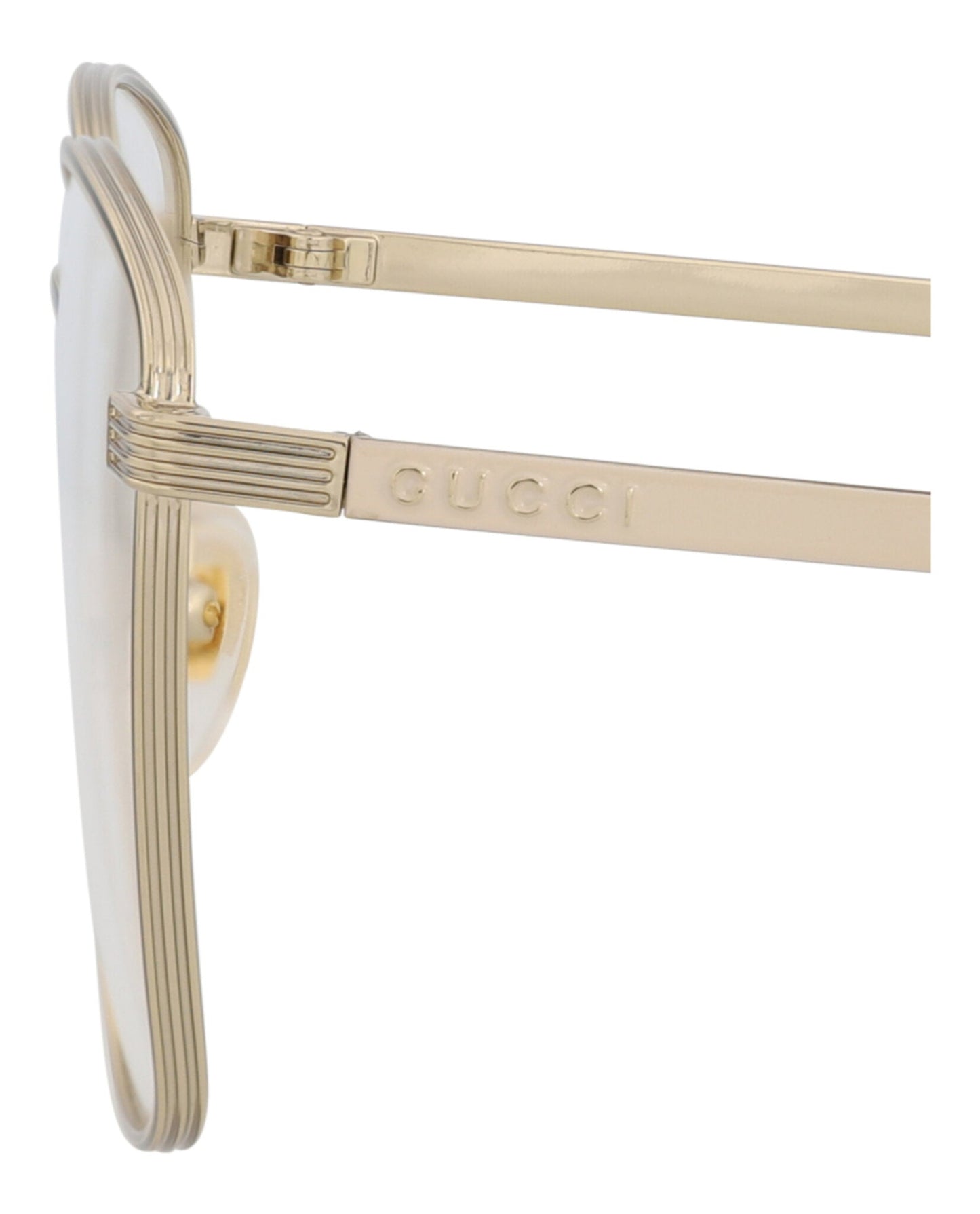 Gucci Womens Square/Rectangle Gold Ivory Transparent Fashion Designer Eyewear